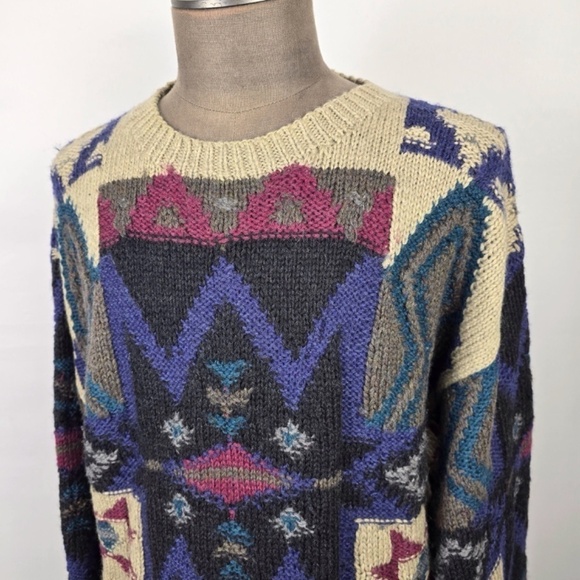 Vintage BOSTON TRADERS LIMITED EDITION  Hand Knitted Wool Sweater Men's XL - Picture 2 of 8